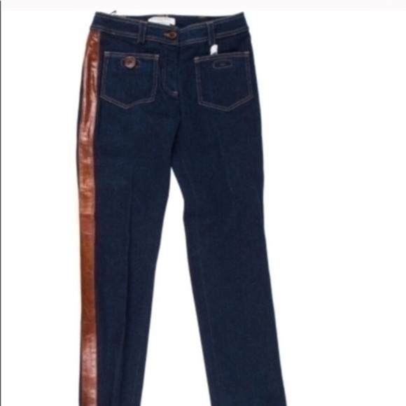 Christian DIOR lambskin jeans leather DIOR print detail US 2 FR 34 Made in Italy - Picture 4 of 15